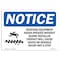 Signmission OSHA Notice, 5" Height, Rotating Equipment Never Operate Sign With Symbol, 7" X 5", Landscape OS-NS-D-57-L-18130 - alternate 1
